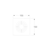 Plano técnico con medidas del extractor de aire Estevez de 4 pulgadas de PEFSA | Productos Eléctricos y Ferreteros