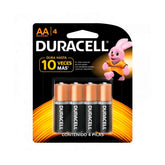 Pilas Alcalinas Duracell, Tamaño AA, Larga Duración, Paquete de 4 Piezas