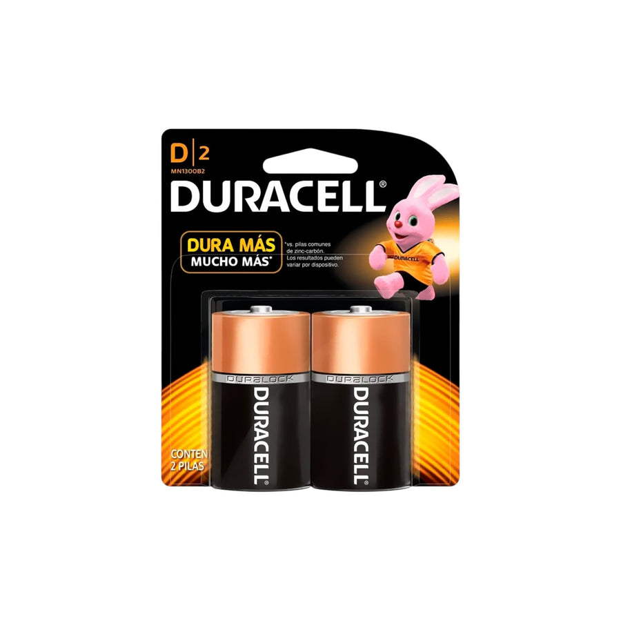 Pilas Alcalinas Duracell, Tamaño D, Máxima Duración, Paquete de 2 Piezas