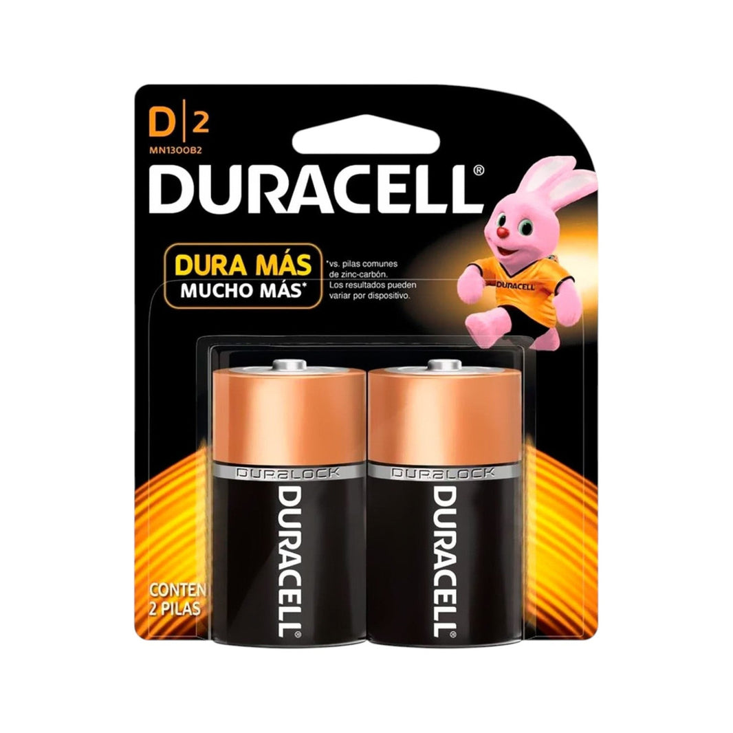 Pilas Alcalinas Duracell, Tamaño D, Máxima Duración, Paquete de 2 Piezas