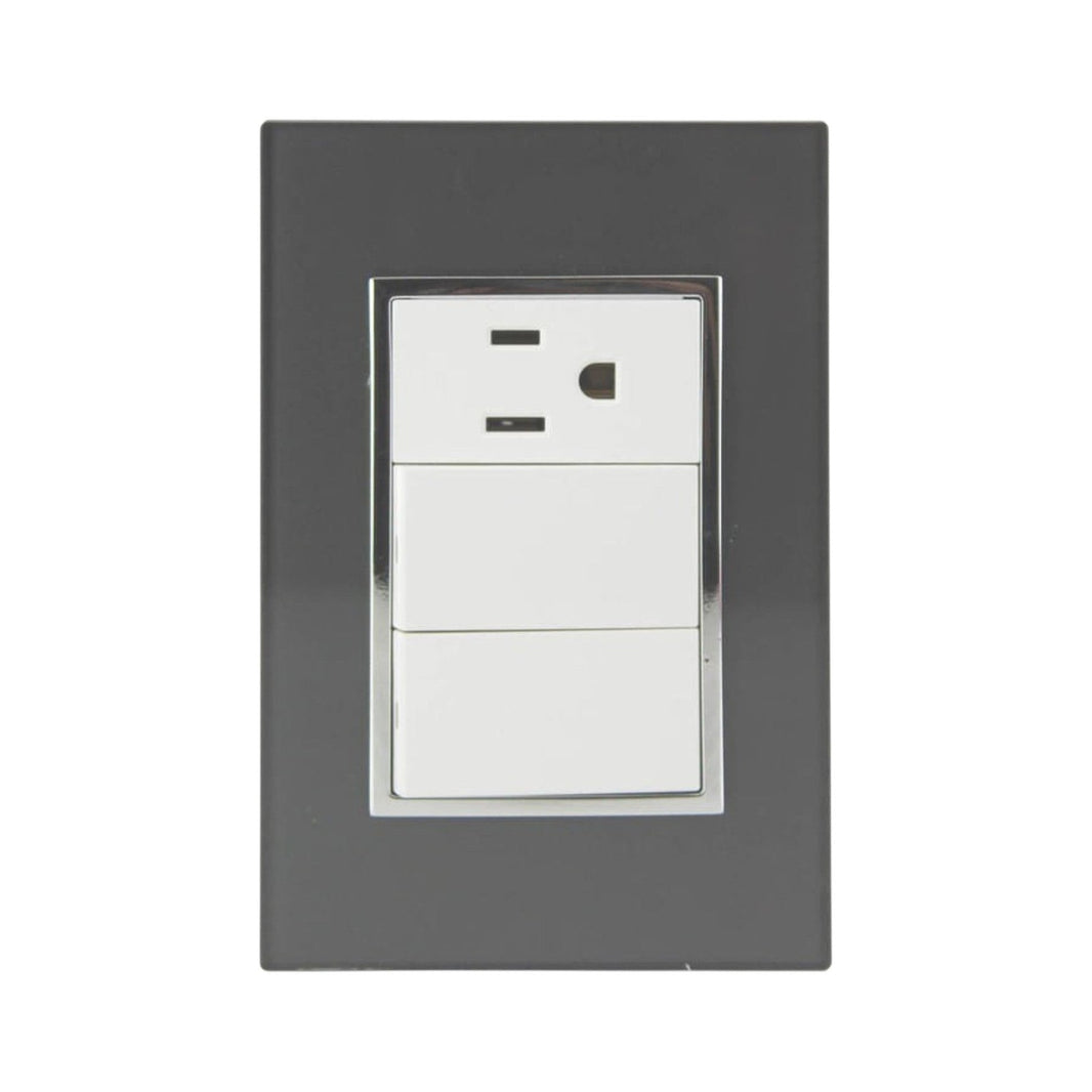 Placa Armada Sanelec Venecia, 2 Apagadores y 1 Contacto, Color Humo