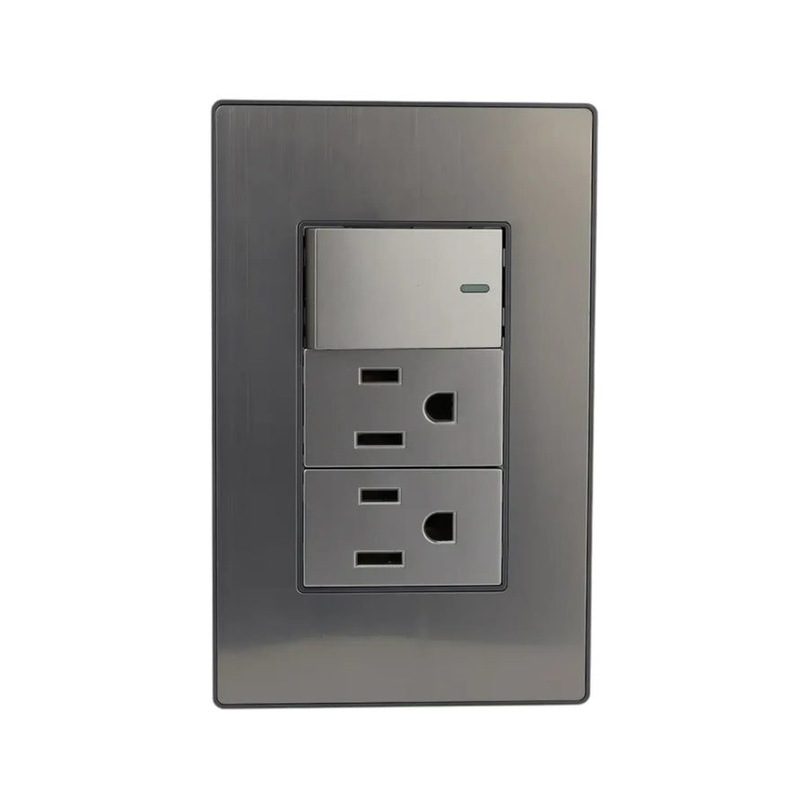 Placa Sanelec Línea Córdoba con Apagador y Contacto Doble Aterrizado 127V | SE346384