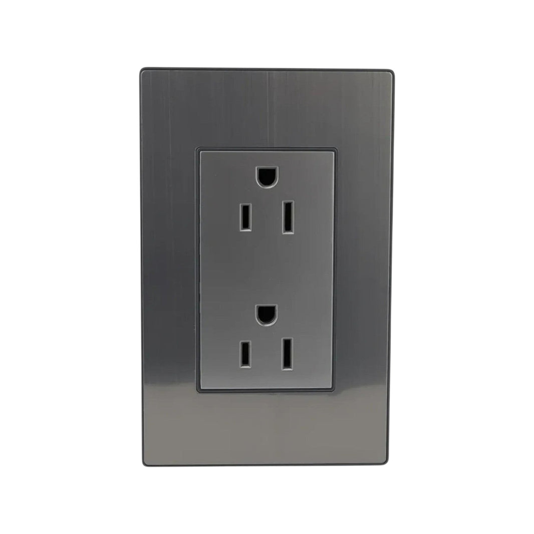 Placa Sanelec Línea Córdoba de Acero Inoxidable con Contacto Doble Aterrizado 127V | SE346339