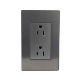 Placa Sanelec Línea Córdoba de Acero Inoxidable con Contacto Doble Aterrizado 127V | SE346339