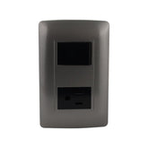 Placa Sanelec Línea Toscana Graphite con Apagador y Contacto Aterrizado 127V | SE345042