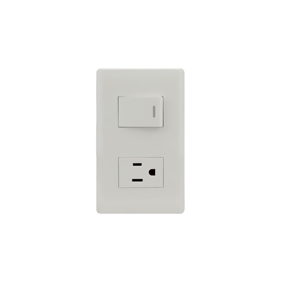 Placa Sanelec Línea Italia con Apagador y Contacto Aterrizado 127V | SE344496