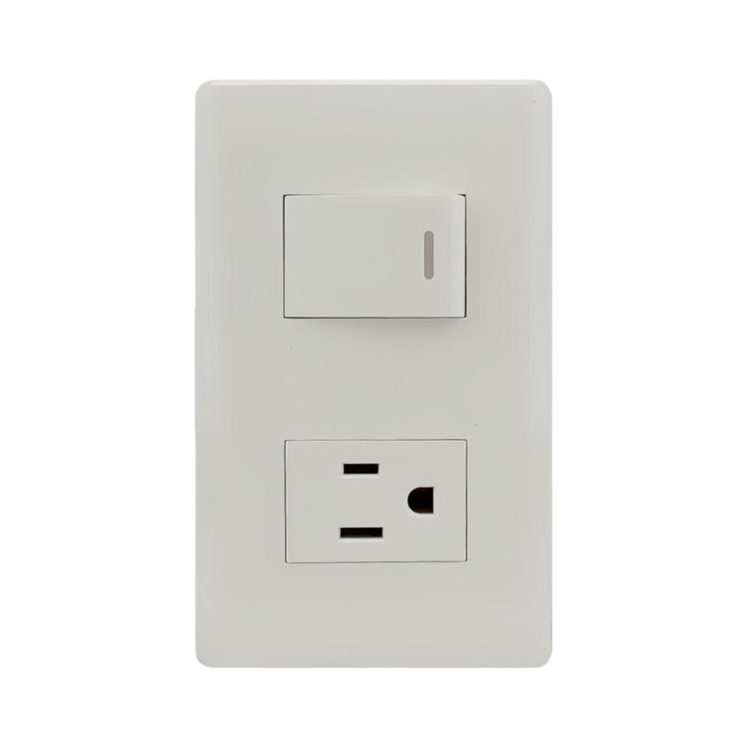 Placa Sanelec Línea Italia con Apagador y Contacto Aterrizado 127V | SE344496