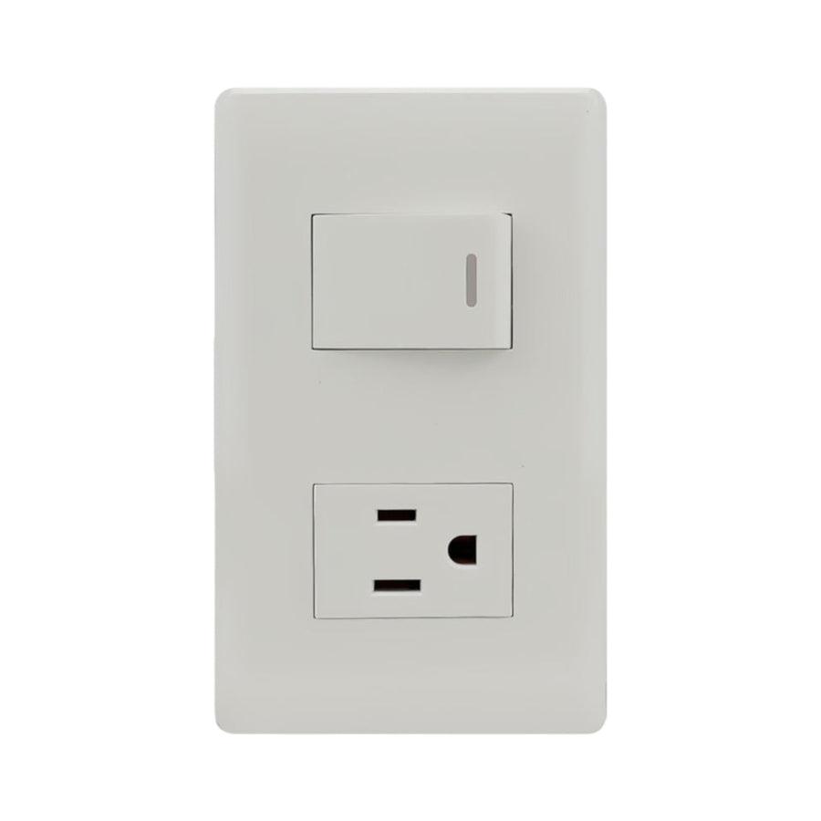 Placa Sanelec Línea Italia con Apagador y Contacto Aterrizado 127V | SE344496