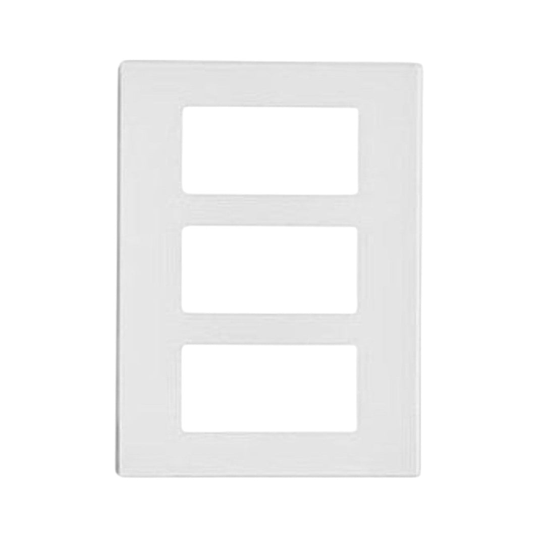 Placa de Nylon Leviton Decora Plus, 3 Unidades, Sin Tornillos, Blanca