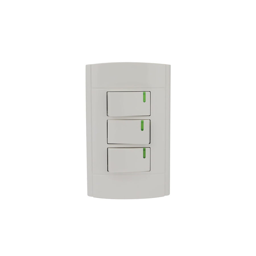 Placa Sanelec Línea Roma con Apagador Triple 127V | SE344434