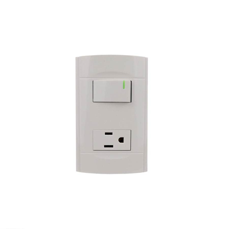 Placa Sanelec Línea Roma con Apagador y Contacto Aterrizado 127V | SE344441