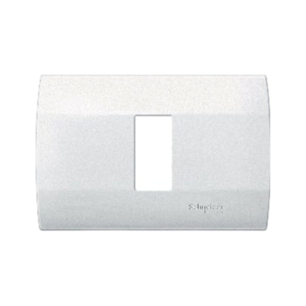 Placa decorativa de 1 módulo Schneider Electric línea Duna en color blanco, fabricada en policarbonato resistente.