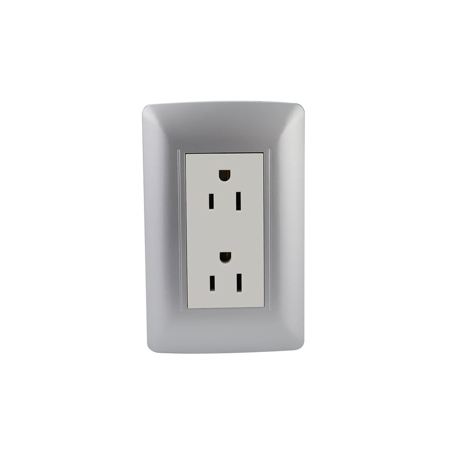 Placa Sanelec Línea Toscana Silver con Contacto Doble Aterrizado 127V | SE344984