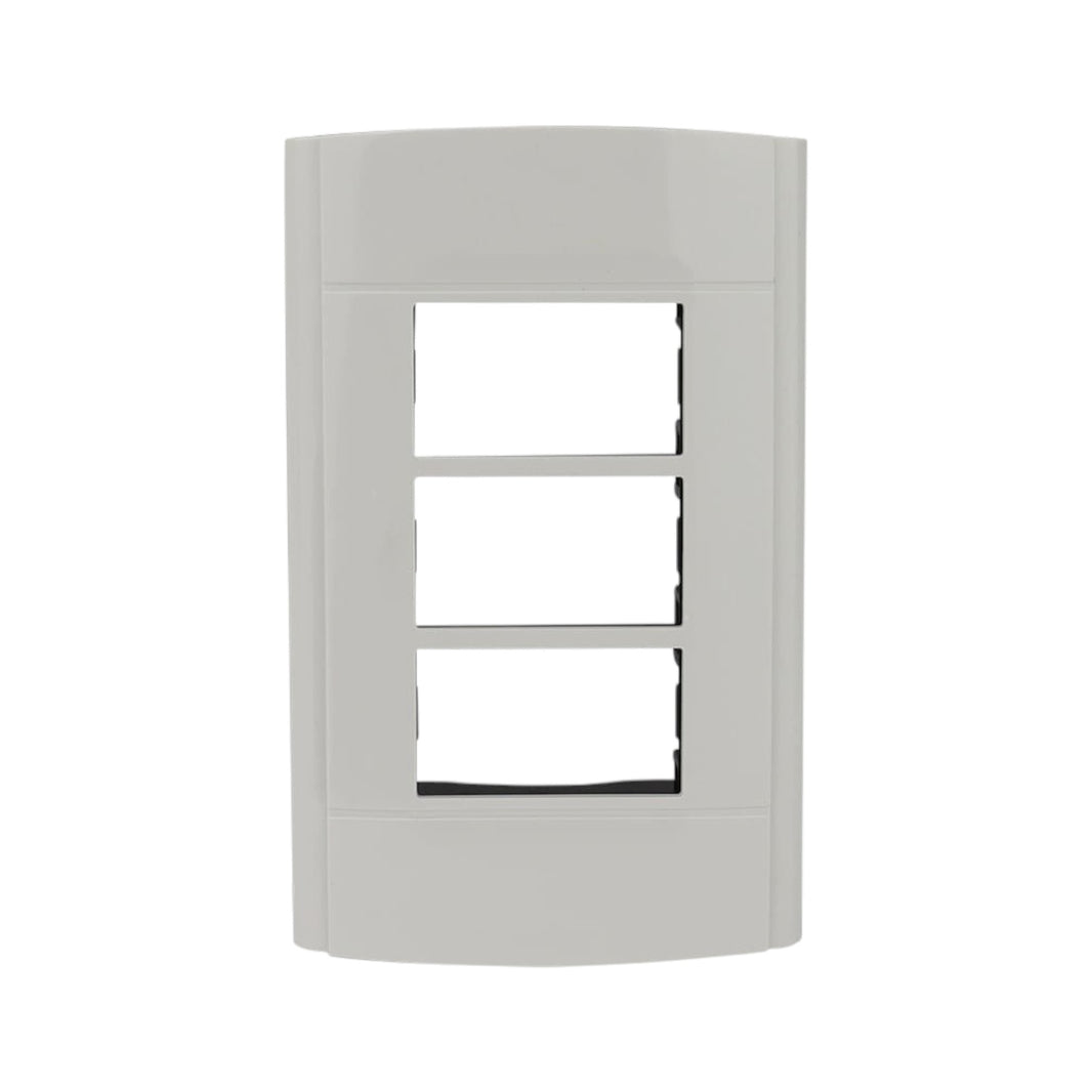 Placa Sanelec Línea Roma de 3 Módulos, Plástica Sencilla