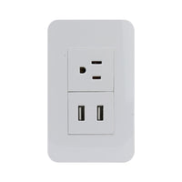 Placa Sanelec Línea Universal con Contacto Aterrizado y 2 Puertos USB 127V | SE344663
