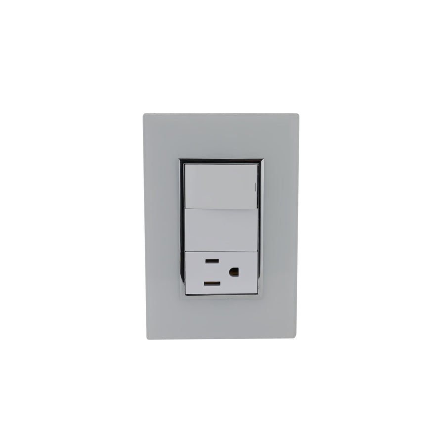 Placa Sanelec Línea Venecia Blanco con Apagador y Contacto Aterrizado 127V | SE344731