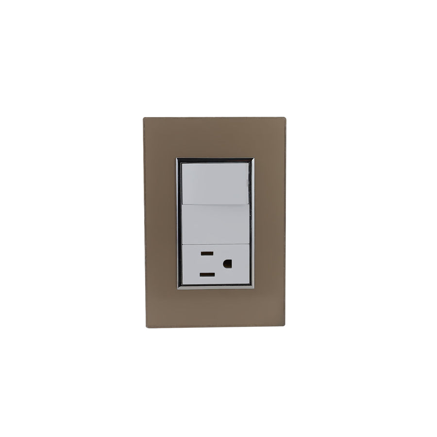 Placa Sanelec Línea Venecia Champagne con Apagador y Contacto Aterrizado 127V | SE345578