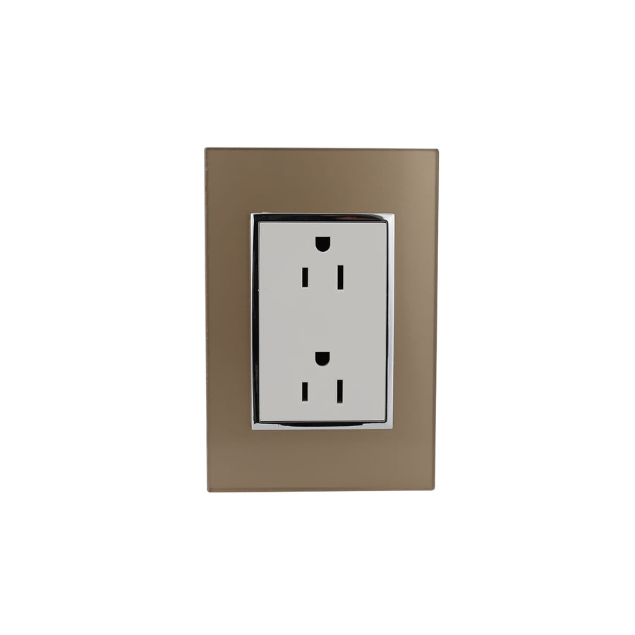 Placa Sanelec Línea Venecia Champagne con Contacto Doble Aterrizado 127V | SE345585