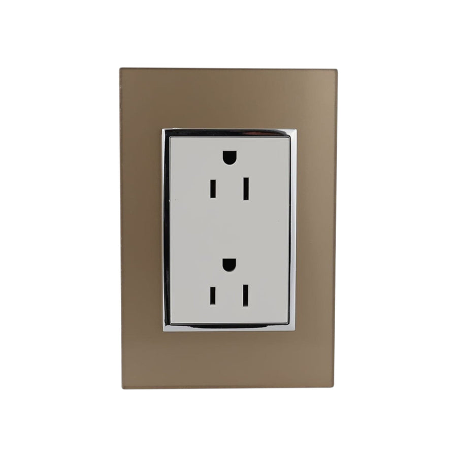 Placa Sanelec Línea Venecia Champagne con Contacto Doble Aterrizado 127V | SE345585