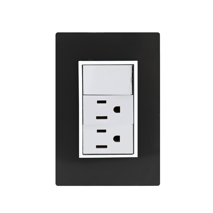 Placa Sanelec Línea Venecia Humo con Apagador y Contacto Doble Aterrizado 127V | SE345431
