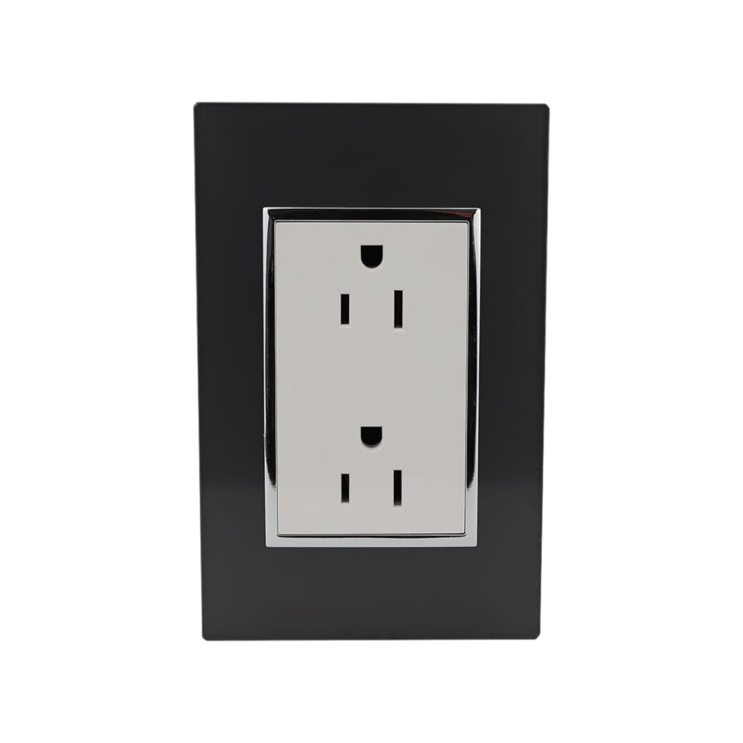 Placa Sanelec Línea Venecia Humo con Contacto Doble Aterrizado 127V | SE345394