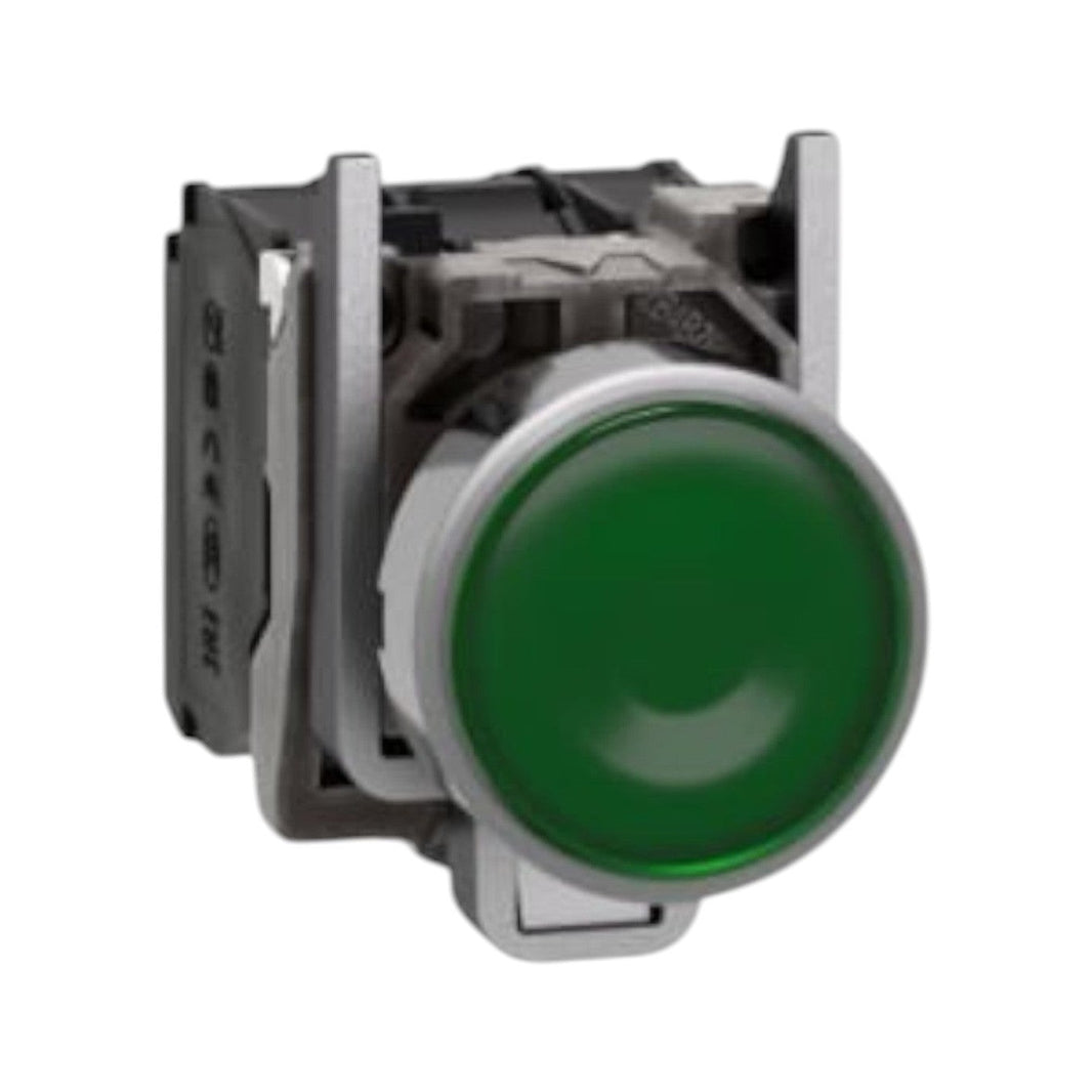Pulsador Iluminado Metálico Schneider Harmony XB4, Verde, 120V, Protegido