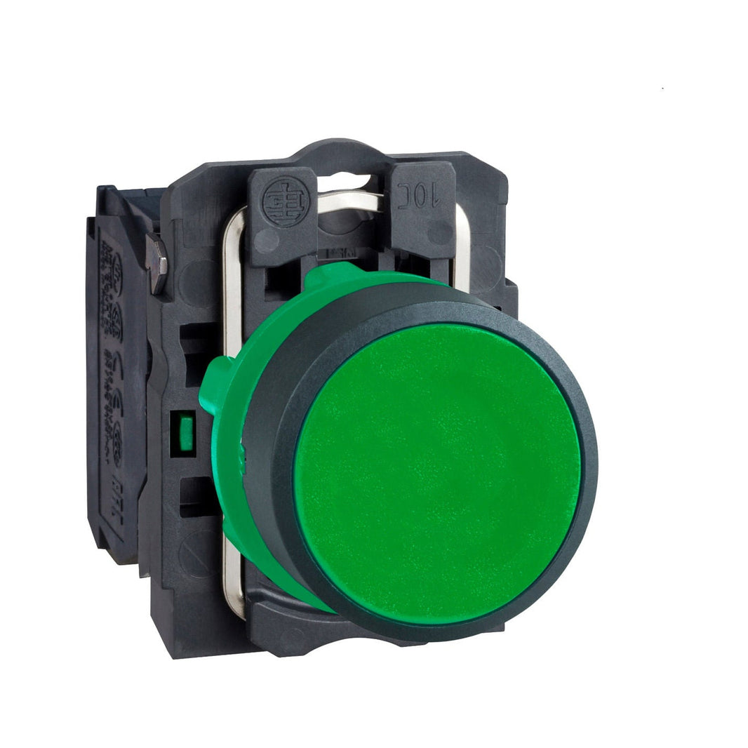 Pulsador Verde Ø 22 - Retorno Resorte Nivelado - 1 NA