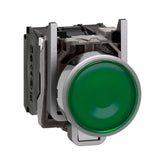 Pulsador Schneider Electric Harmony XB4 Verde Luminoso de 22 mm con Retorno por Resorte y 24 V XB4BW33B5