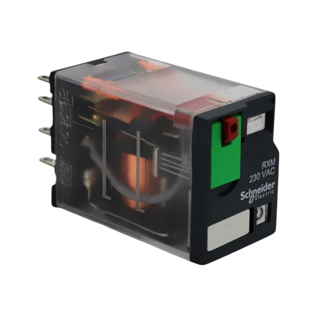 Relevador de Miniatura Enchufable Schneider Electric RXM Harmony, 2 Contactos, 12A, 230V con LED.