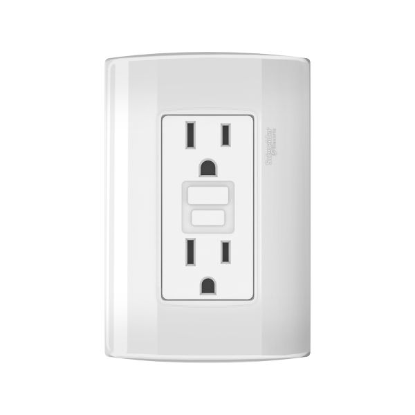 Kit Contacto Dúplex con Falla a Tierra (GFCI) Schneider Electric, 15A, 127V, Blanco
