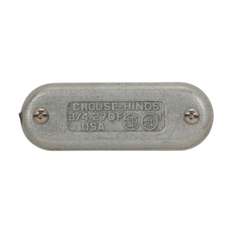Tapa ciega metálica Crouse Hinds para Condulet Serie 7 de 4 pulgadas, fabricada en hierro Feraloy resistente.