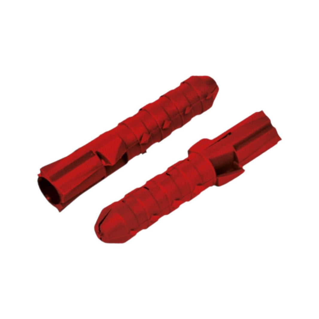 Taquete de plástico rojo Argos de 1/4 pulgada para muros sólidos, fabricado en polietileno de alta densidad.