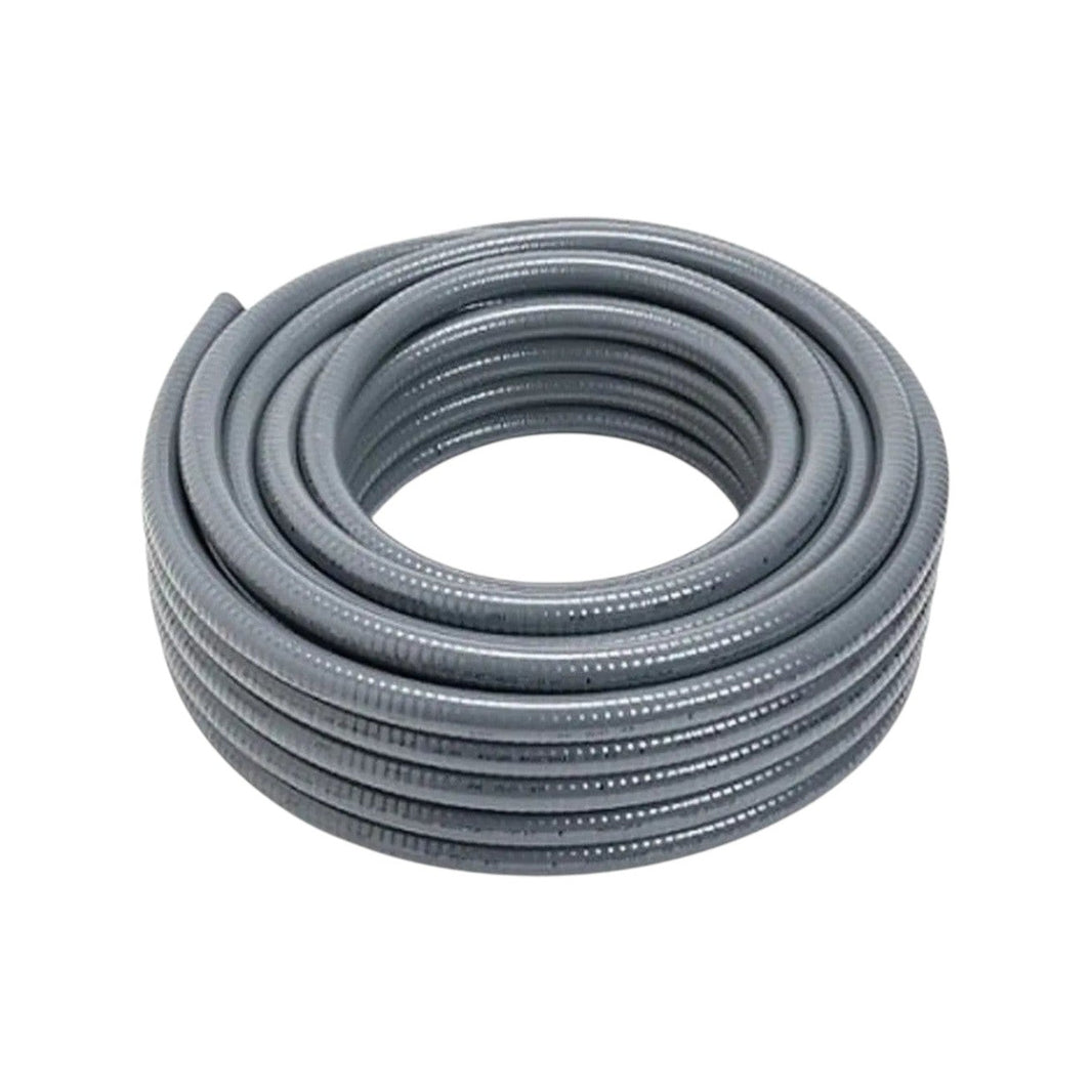 Rollo de 50 metros de tubo conduit flexible metálico Liquidtight Argos de 1/2 pulgada en color gris para uso industrial