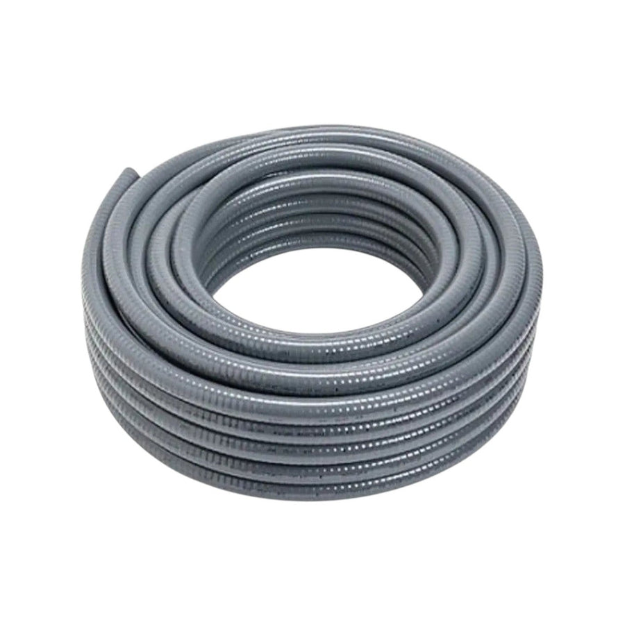 Rollo de 50 metros de tubo conduit flexible metálico Liquidtight Argos de 1/2 pulgada en color gris para uso industrial