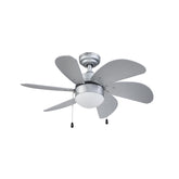 Ventilador de Techo Coolfan Tramontana, 30 Pulgadas, con Luz, 6 Aspas, 3 Velocidades, Color Plateado