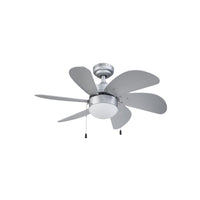 Ventilador de Techo Coolfan Tramontana, 30 Pulgadas, con Luz, 6 Aspas, 3 Velocidades, Color Plateado