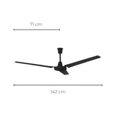 Ventilador de Techo Industrial Estevez Greco 56 Pulgadas 75W 3 Aspas Negro Mate (3 Pack) - imagen 3