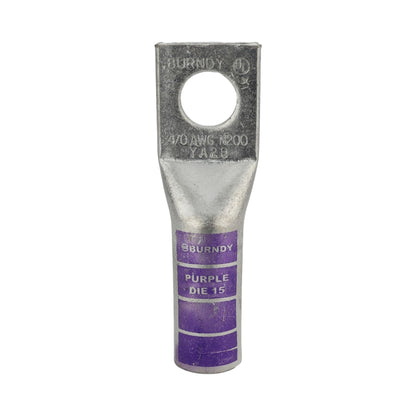 Zapata Ponchable Burndy HYLUG™ Cañón Largo 4/0 AWG, Barreno 1/2 Pulgada